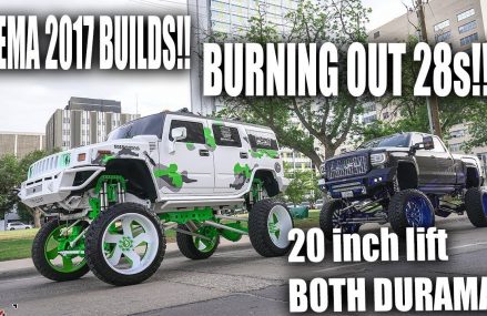 😈SEMA BUILDS BURNING OUT HUGE 28s on 42 inch tires! WILD VIDEO 😈 (20 inch lift) Locally At 74083 Wann OK