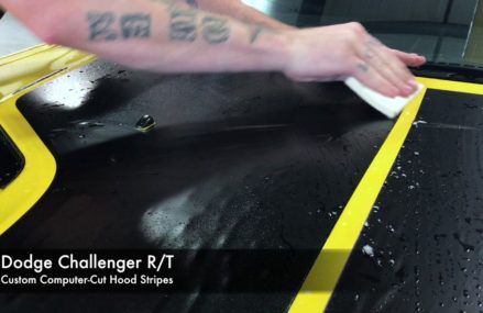 Yellow Dodge Challenger Receives Custom Vinyl Graphics From Lattimer Mines 18234 PA