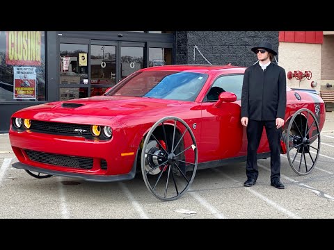 Hellcat on Horse & Buggy Wheels goes to town and does burnouts 2019